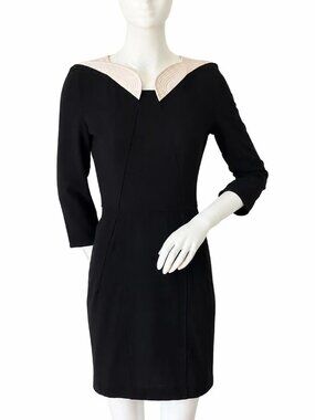 Givenchy Paris Black Wool Cocktail Dress IT 42 Made in Italy